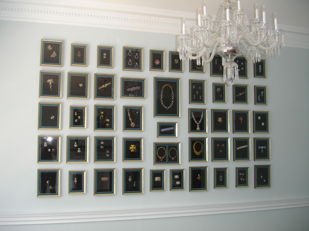 David Webb framed jewelry on wall