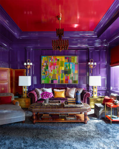gambrel-manhattan apartment - art hanging on lacquered wall