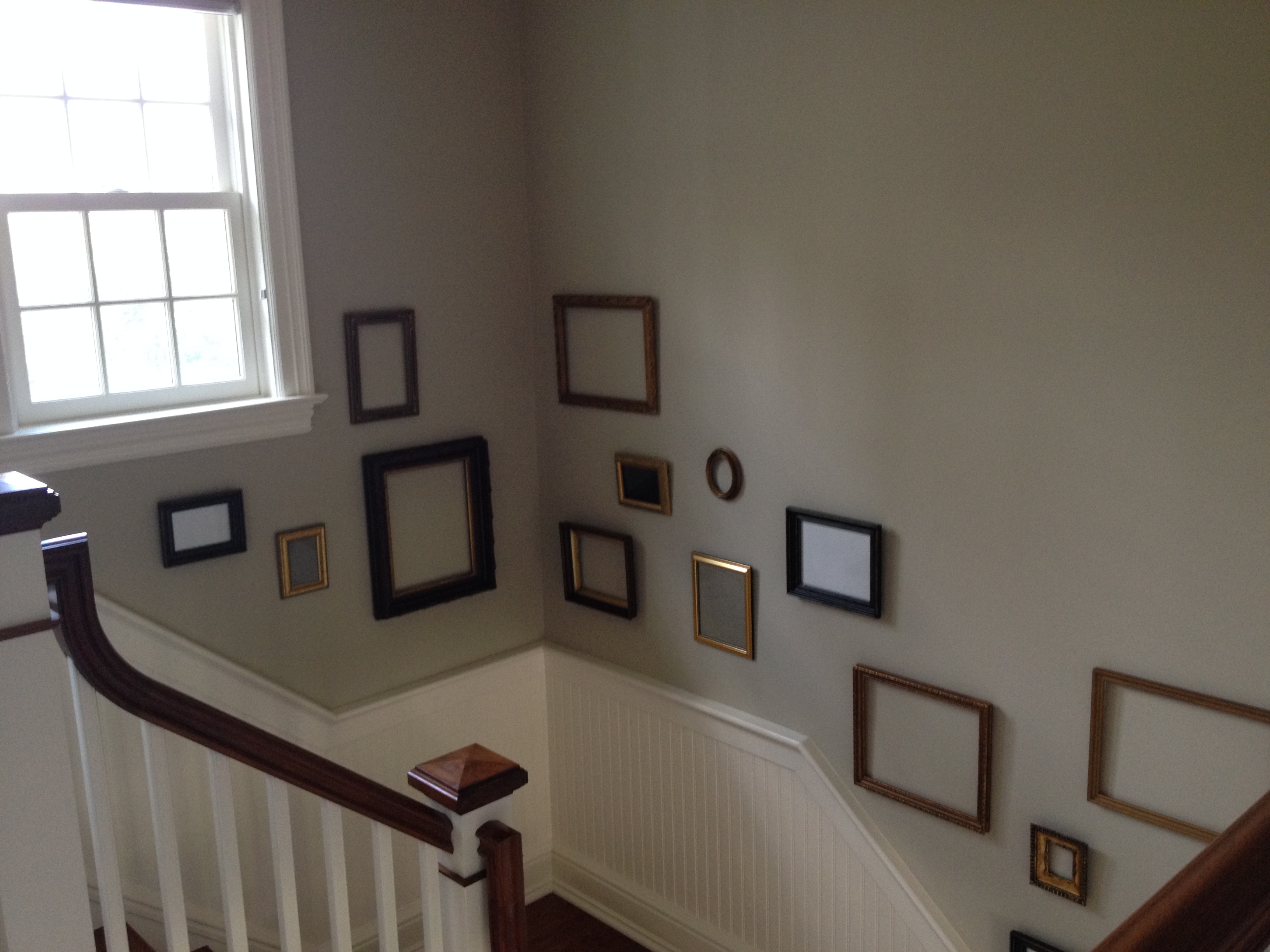 gallery wall with empty frames