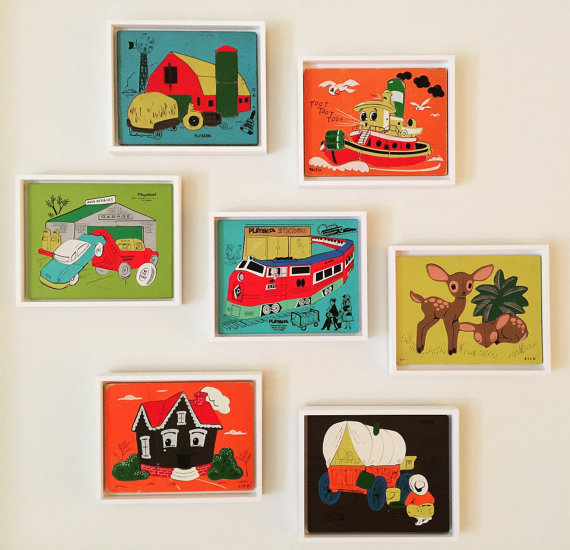 playskool puzzles- curated art collections on Etsy