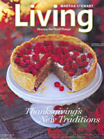 Photo of Martha Stewart Living magazine, cover photo is of a large raspberry pie with a big slice cut out