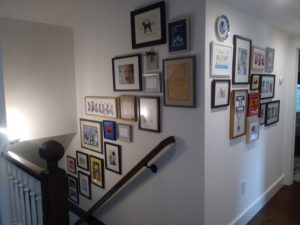 Art work hung up the stairs