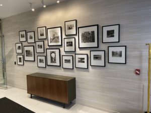 gallery wall over a console