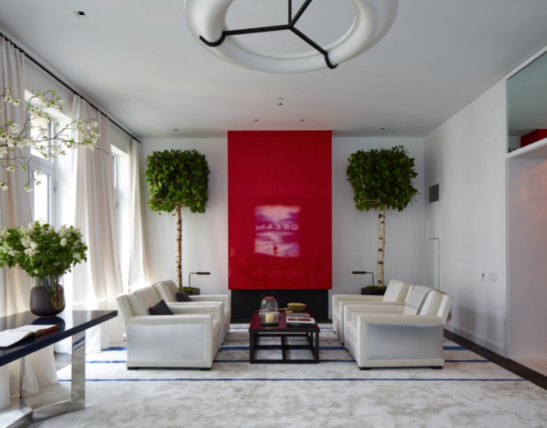 red art spotlighting a room