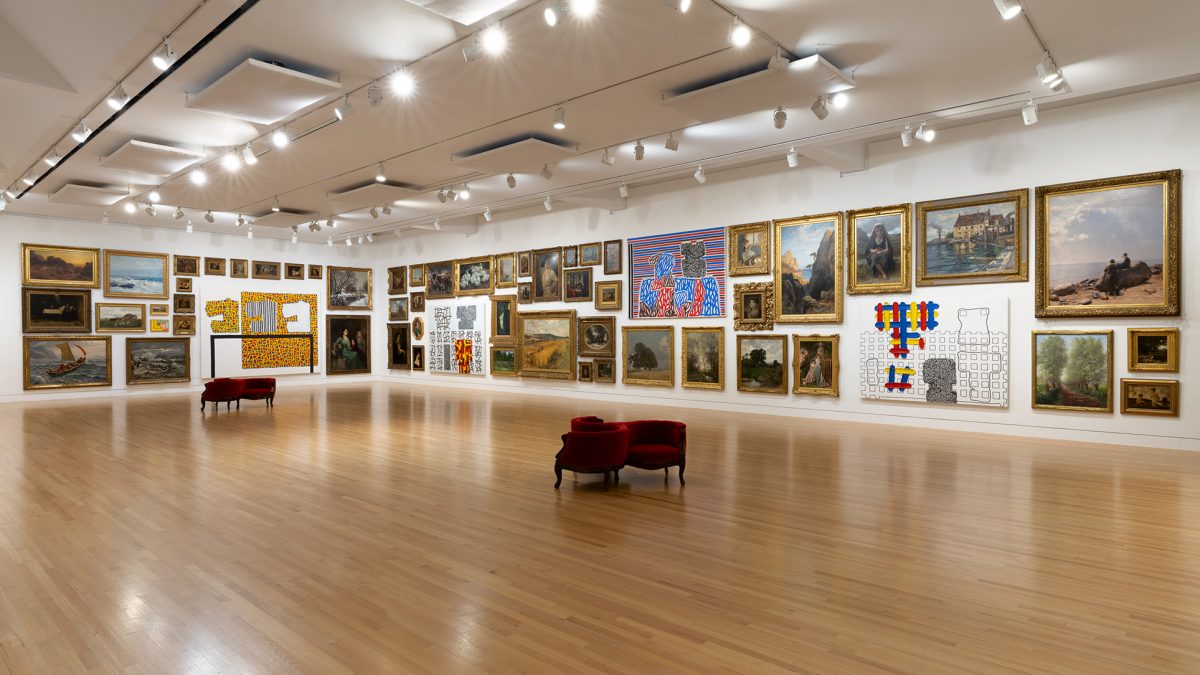 Far away view of large gallery wall in Frye Museum